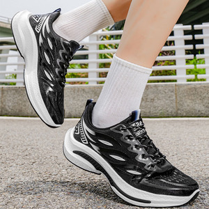 Chaussures de course athlétiques légères pour hommes, tendance, blanches et <span class=keywords><strong>orange</strong></span>, avec dégradé flamme, en maille, double couche amortissante et anti-choc - Product Image 5