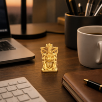 Ornement de bureau en alliage massif Dunyi, mini dieu de la fortune Caishen, motif à trois étoiles, ton or, décoration Feng Shui pour la prospérité, cadeau
