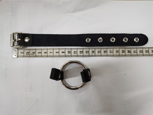 Tour de cou réglable en cuir avec détail <span class=keywords><strong>grand</strong></span> et petit anneau-Couleur du produit: Noir - Product Image 5