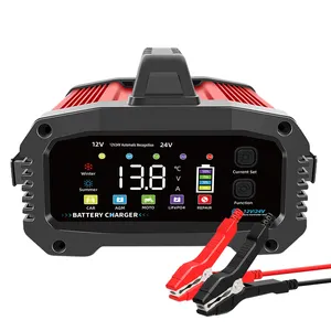 Recién llegados automático 12V 24V 2ah-400ah plomo ácido LiFePO4 cargador de batería camión barco cargador de batería de coche con enchufe de EE. UU. UE Reino Unido AU