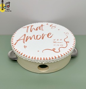 Tamburelli da 6 pollici in legno personalizzabili per feste di matrimonio e balli, <span class=keywords><strong>strumento</strong></span> <span class=keywords><strong>musicale</strong></span> con nastro e passamaneria personalizzati - Product Image 4