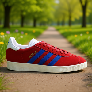 อาดิดาส กาเซลล์รองเท้าผ้าใบสไตล์เรโทรสำหรับผู้ชาย สีแดงสีน้ำเงิน สีขาว ซับในตาข่าย หัวรองเท้าทรงกลม รองเท้าผูกเชือก สไตล์ลำลองสำหรับฤดูใบไม้ผลิ - Product Image 2