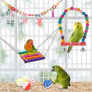 Jouets pour oiseaux en bois de haute qualité, sûrs, perchoirs et anneaux pour parruches, jouets haut de gamme pour animaux de compagnie - Product Image 3