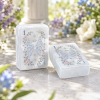 Tuiles de jeu de Mahjong en résine nacre avec chiffres rouges, motif baies de houx de Noël, cadeau de fêtes