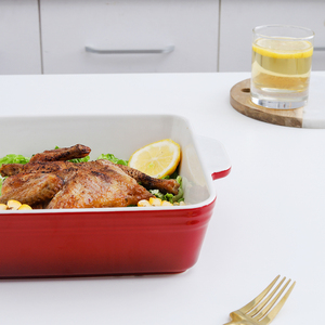 Plat de cuisson carré en céramique avec poignée Ustensiles de cuisine écologiques pour nouilles <span class=keywords><strong>au</strong></span> <span class=keywords><strong>fromage</strong></span> et cuisson - Product Image 5