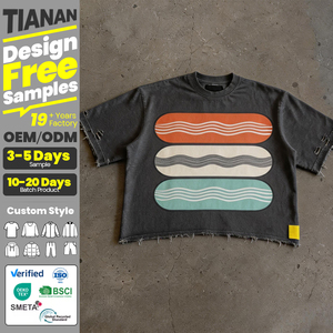 Camiseta de hombre Tianan Clothing con diseño personalizado, estilo vintage lavado, estampado desgastado, de corte holgado y pesado, estilo urbano. - Product Image 1