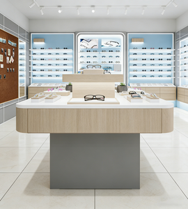 Magasin de vente au détail optique contemporain avec étagères ouvertes à niveaux et vitrines rondes éclairées - Product Image 1