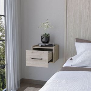DB Modern Luxury Solid Nightstand Light Gray Wall-Mounted <b>Floating</b> Bedroom Furniture Foldable Assembled for Convenient Apartment - Product Image 2