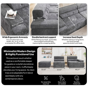 Fauteuil et ottoman carrés surdimensionnés rembourrés, fabriqués en Chine, pour salon et villa, emballés sous vide, faible MOQ disponible - Product Image 5