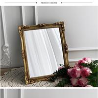 Miroir de table ovale mural en résine sculptée, style baroque rétro français, doré, classique, luxe léger, facile à accrocher