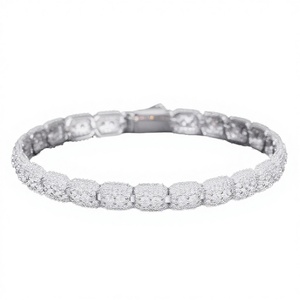 Exquisite Gift Jewelry 7mm 925 Sterling Silver Vvs Moissanite Hiphop Sparkling Tennis Bracelet for <b>Men</b> Women - Product Image 4