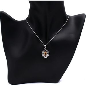 Gemkora-collar con colgante ovalado facetado de citrino Natural para mujer, joyería de cristal curativo, piedra de nacimiento, zodiaco, uso diario - Product Image 2