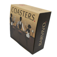 Boîtes d'emballage cadeau kraft personnalisées sous-verres en papier kraft brun avec impression à l'encre blanche Boîtes en carton kraft personnalisées