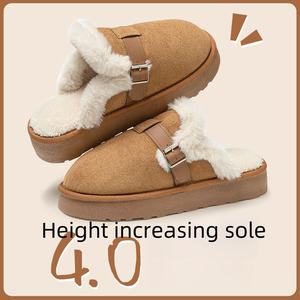 Nouvelles Baskets d'Hiver de Haute Qualité pour Femme, Chaussures à Enfiler en Peluche, Pantoufles Fourrées, Sabots à Talon Compensé, Mules Tendance pour Fille - Product Image 2