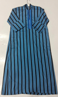 Qamis rayé à capuche pour homme avec broderie, Jubbah Thobe, vêtements islamiques, robes à manches longues, longue tunique musulmane avec chapeau
