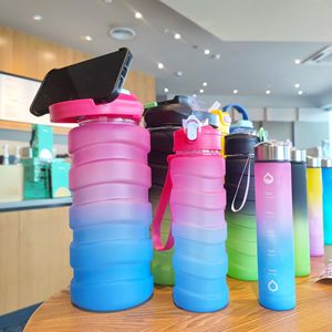 Gradient Color Dual-Drink Water Bottle Set 3pcs Large Capacity With Straw Pop Up Lid For Outdoor Camping - Product Image 2