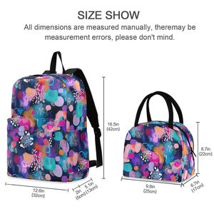 Bohemian Dot Pattern Nylon 2 in 1 Student Backpack Insulated <b>Lunch</b> Tote Custom Logo School Bag <b>Set</b> with <b>Lunch</b> Bag for Girls - Product Image 5
