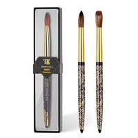 Pinceaux à ongles en métal Dragon, taille américaine, personnalisés, 100% Kolinsky, ovales, à poils bouclés, pour acrylique # 10 # 12 # 14 # 16 # 18