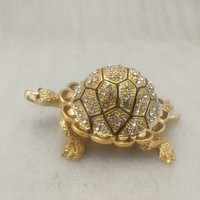 Nouvelle statue en métal émaillé d'animal réaliste, petite taille, sculpture de tortue en métal pour cadeau du Nouvel An