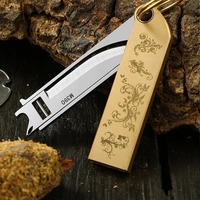 Yaratıcı yeni pirinç kolu anahtarlık acil çakı M390 bıçak EDC Mini katlanır bıçak taşınabilir kendini savunma bıçak araçları