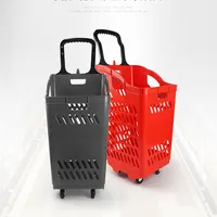 Four-wheeled Hand-pushed Shopping Basket