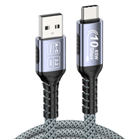 Kabel Pengisian Cepat USB 3.2 10 Gbps 3A 65W Tipe-A Tipe-C Berbahan Aluminium Alloy dengan Lapisan PVC dan Foil untuk Komputer, Mobil, dan Pemindai Barcode