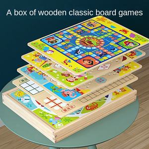 Jeux <span class=keywords><strong>de</strong></span> société en bois multifonctionnels neuf-en-un Échecs volants Colosseum Snake Chess-pour étudiants Jouets éducatifs pour enfants - Product Image 2