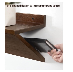Living Room <strong>Floating</strong> Nightstand Wood <strong>Shelves</strong> Bedside Tables <strong>Desk</strong> Wall Mounted Modern Z Shaped <strong>Floating</strong> <strong>Shelves</strong> - Product Image 4