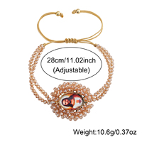 Bracelet Go2boho Jésus, style chapelet catholique en cristal, breloque cœur sacré, bijou de prière vintage perlé, cadeau
