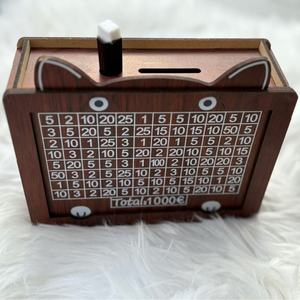 Hucha de madera hecha a mano, caja de dinero, contador ecológico, artesanía de ahorro con grabado - Product Image 2