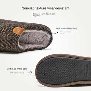Nouvelle vente en gros transfrontalière de pantoufles Mao Mao pour hommes automne hiver japonais fond souple maison antidérapant <span class=keywords><strong>chaud</strong></span> coton TPR semelle extérieure pantoufles - Product Image 3