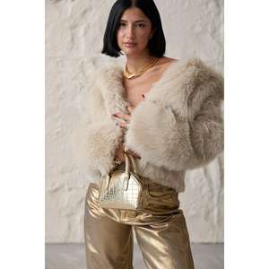 Jeans de Pierna Recta con Estampado Metálico para Mujer, 100% Poliéster, Cintura Alta, Pantalones de Moda - Product Image 2