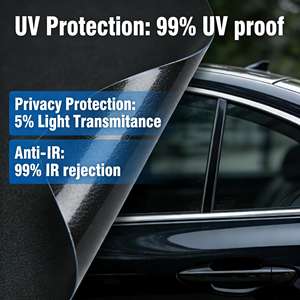 <span class=keywords><strong>Film</strong></span> solaire auto-adhésif nano-céramique anti-UV en PET pour voitures, protection anti-rayures et confidentialité, pare-soleil latéral pour vitres - Product Image 3