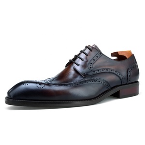 F64-DH25 nouveau Style fait à la main confortable en cuir véritable longue aile bloc affaires Derby chaussures pour hommes - Product Image 5