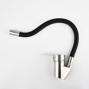 SANIPRO Moderne <span class=keywords><strong>Col</strong></span> <span class=keywords><strong>De</strong></span> <span class=keywords><strong>Cygne</strong></span> Noir Silicone Tuyau N'importe Quelle Direction Rotatif Robinets D'eau Chaude Froide SUS304 Cuisine Évier Robinets Mélangeurs - Product Image 3