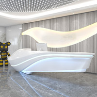 Bureau de réception LED de luxe, Design de coin, Surface solide, comptoir pour Salon, livraison gratuite