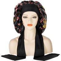Bonnet de nuit long et large pour fille avec logo imprimé personnalisé et bande élastique, idéal pour protéger les cheveux - Vente en gros