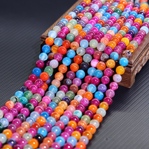 Natural Multi Color <strong>Agate</strong> <strong>Beads</strong> 8mm Smooth Round Gemstone for DIY Jewelry Making Bracelet Necklace - Product Image 2