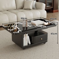Mesa de Centro de Mármol con Ruedas y Cajones de Madera, Mesa de Té Moderna y Móvil de Lujo para Sala de Estar, Muebles para el Hogar