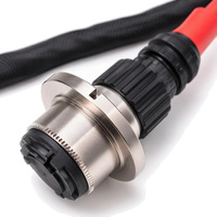 Ensemble de faisceaux de câbles haute tension pour bus électrique avec connecteur HV orange, conduit ondulé et boîte de jonction