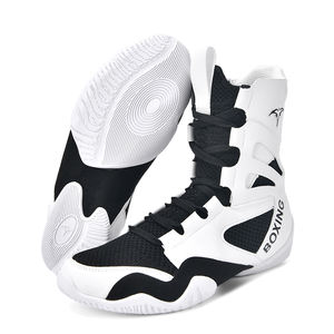 Bottes de boxe et de lutte professionnelles pour hommes, chaussures de musculation respirantes, résistantes à l'usure, antidérapantes, en cuir véritable - Product Image 2