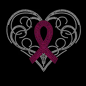 2020 custom design ferro sul cancro al seno consapevolezza di trasferimento del rhinestone motivo per T shirt