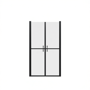Puerta de Ducha Transparente ESG de 32.7''-33.9''x74.8'', Marco Negro, Vidrio Templado Deslizante, Diseño Minimalista Rectangular - Product Image 1