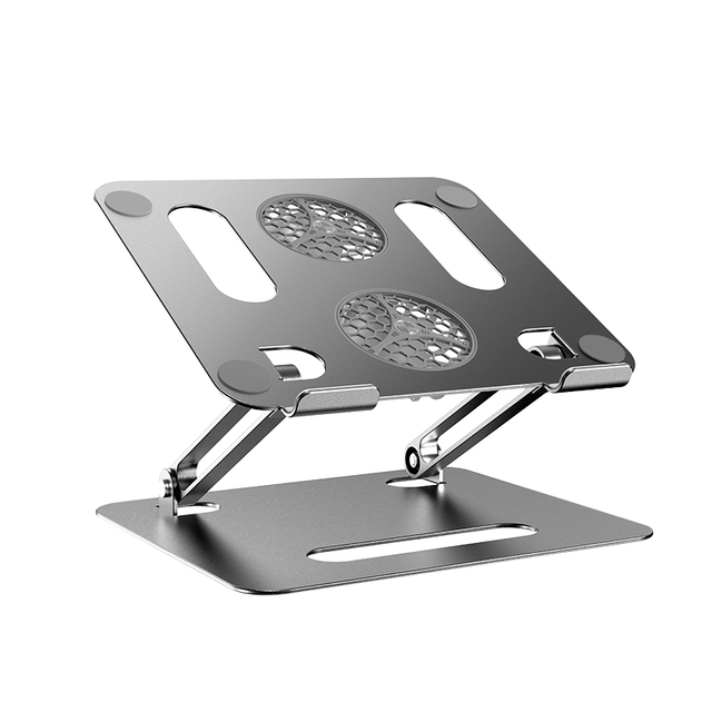 Ergonomic Adjustable Aluminum Laptop Stand Cooling Fan for 10-16.5inch Laptops Modern Work Office Desk Folding Lap Desk Holder