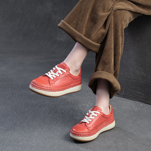 Zapatillas de Plataforma Versátiles Pintadas a Mano Estilo Retro, Primavera/Verano 2026, Deportivas y Sencillas con Tacón Bajo para Mujer - Product Image 4