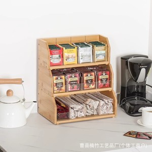 Support de rangement en bois pour sachets de thé, 37cm x 30.7cm x 19cm, organisateur multicouche pour restaurant, café, lait, thé, collations - Product Image 5