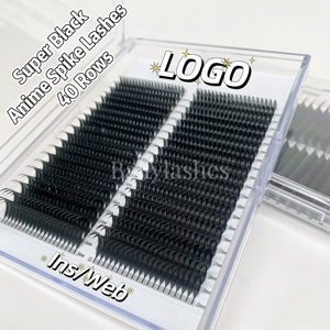 Super Black Anime Spike Lash 0.03 0.05 0.07 Wimpernverlängerung mit individuellem Logo, vorgefertigte Fächerwimpern-Trays - Product Image 4