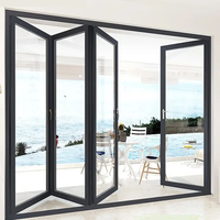 Portes pliantes en aluminium de haute qualité à double vitrage à rupture de pont thermique pour villas résidentielles modernes
