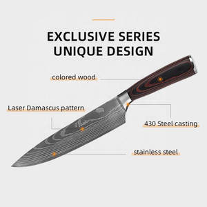 Juego de cuchillos de cocina santoku de madera afilada, juego de cuchillos de <span class=keywords><strong>chef</strong></span> modernos de acero inoxidable, 9 Uds., <span class=keywords><strong>precio</strong></span> al por mayor - Product Image 4