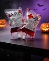 Pochettes à boisson transparentes en plastique imprimées par gravure, anti-humidité, 250ml, 300ml, 380ml, pour lait et aliments pour animaux, sacs de sang pour fête d'Halloween